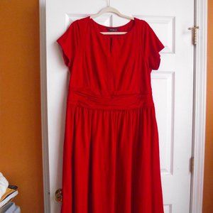 Red Ruche Waist Dress